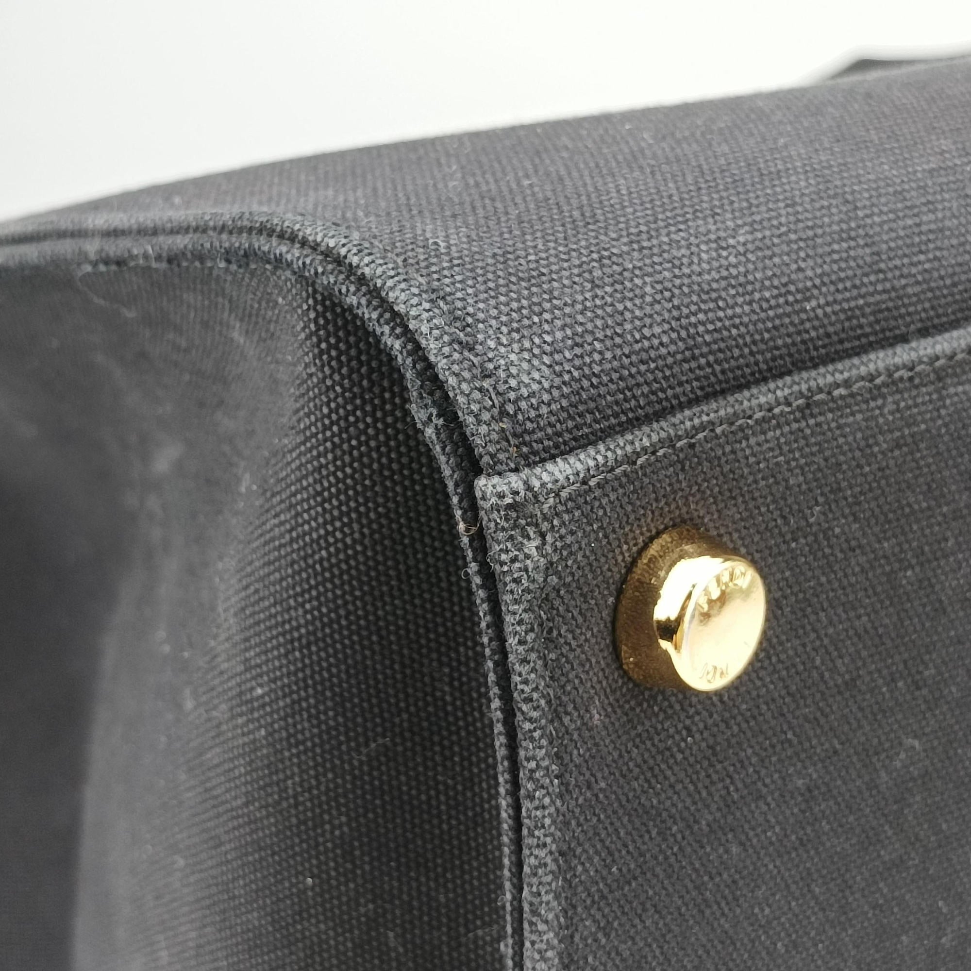 Pre-owned Fendi Fendace La Medusa Black×yellow canvas 8BH395 handbag | stylenewstar