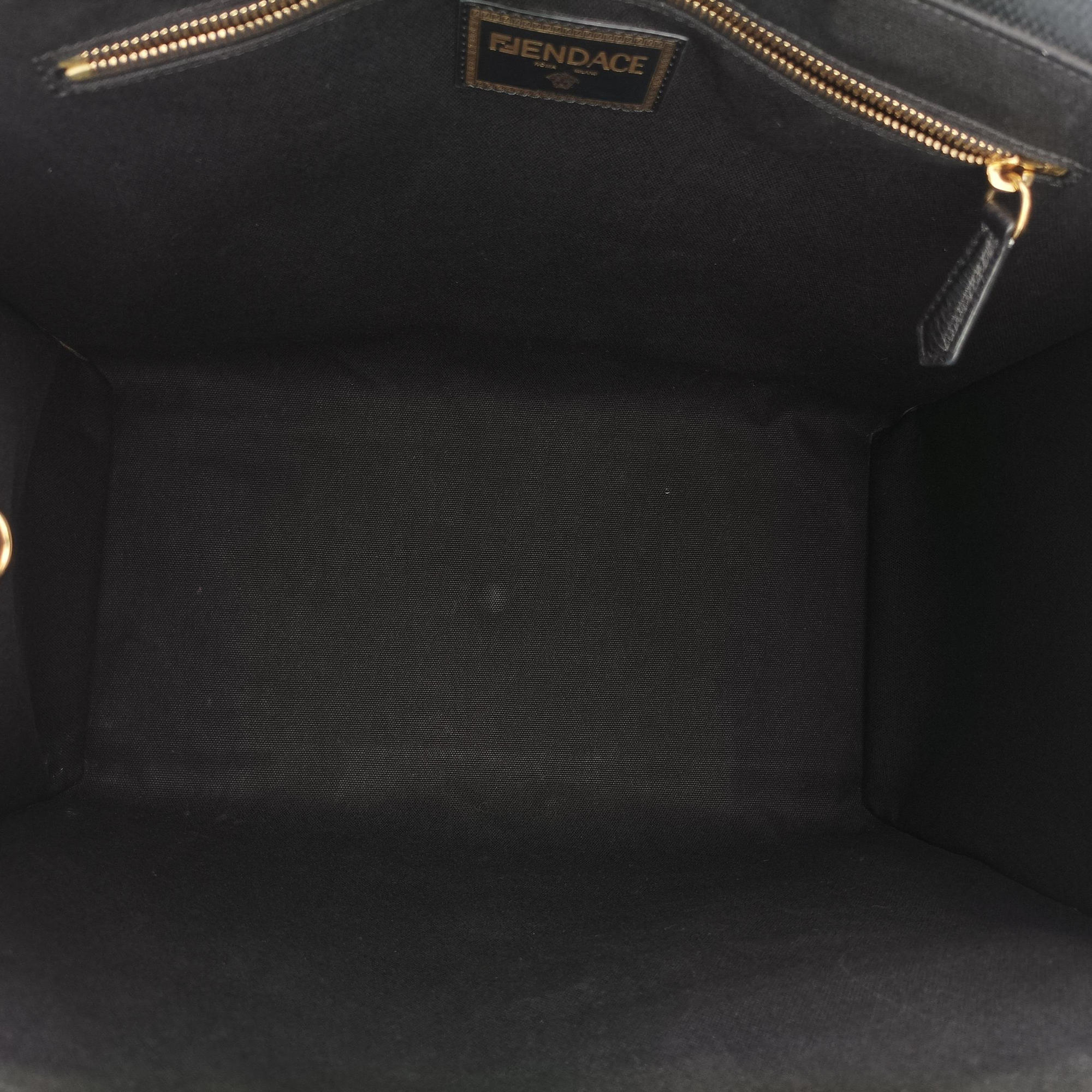 Pre-owned Fendi Fendace La Medusa Black×yellow canvas 8BH395 handbag | stylenewstar