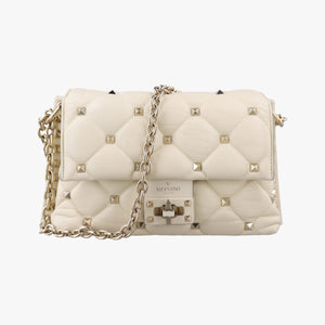 Pre-owned Valentino CANDYSTUD White Leather  shoulderbag | stylenewstar