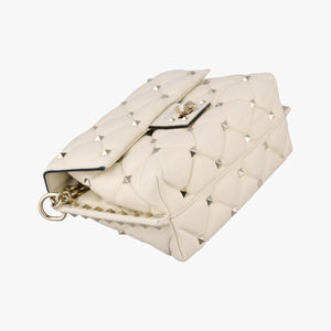 Pre-owned Valentino CANDYSTUD White Leather  shoulderbag | stylenewstar