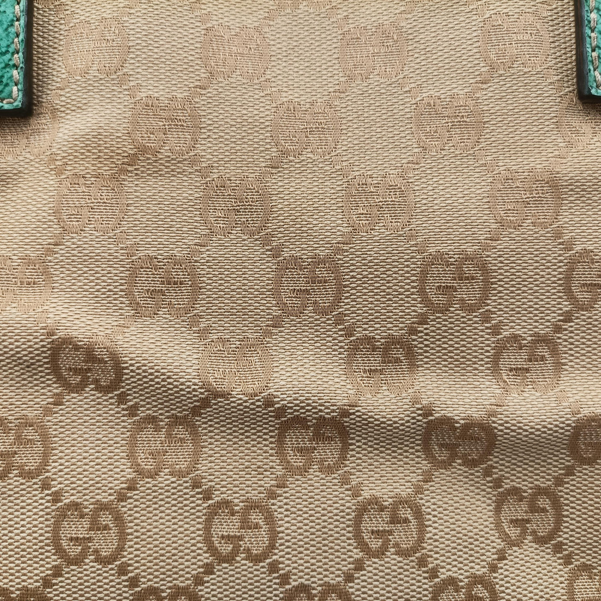 Pre-owned Gucci GG Canvas Tote Beige × Green canvas×leather 113017 handbag | stylenewstar