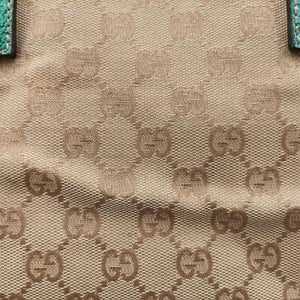 Pre-owned Gucci GG Canvas Tote Beige × Green canvas×leather 113017 handbag | stylenewstar