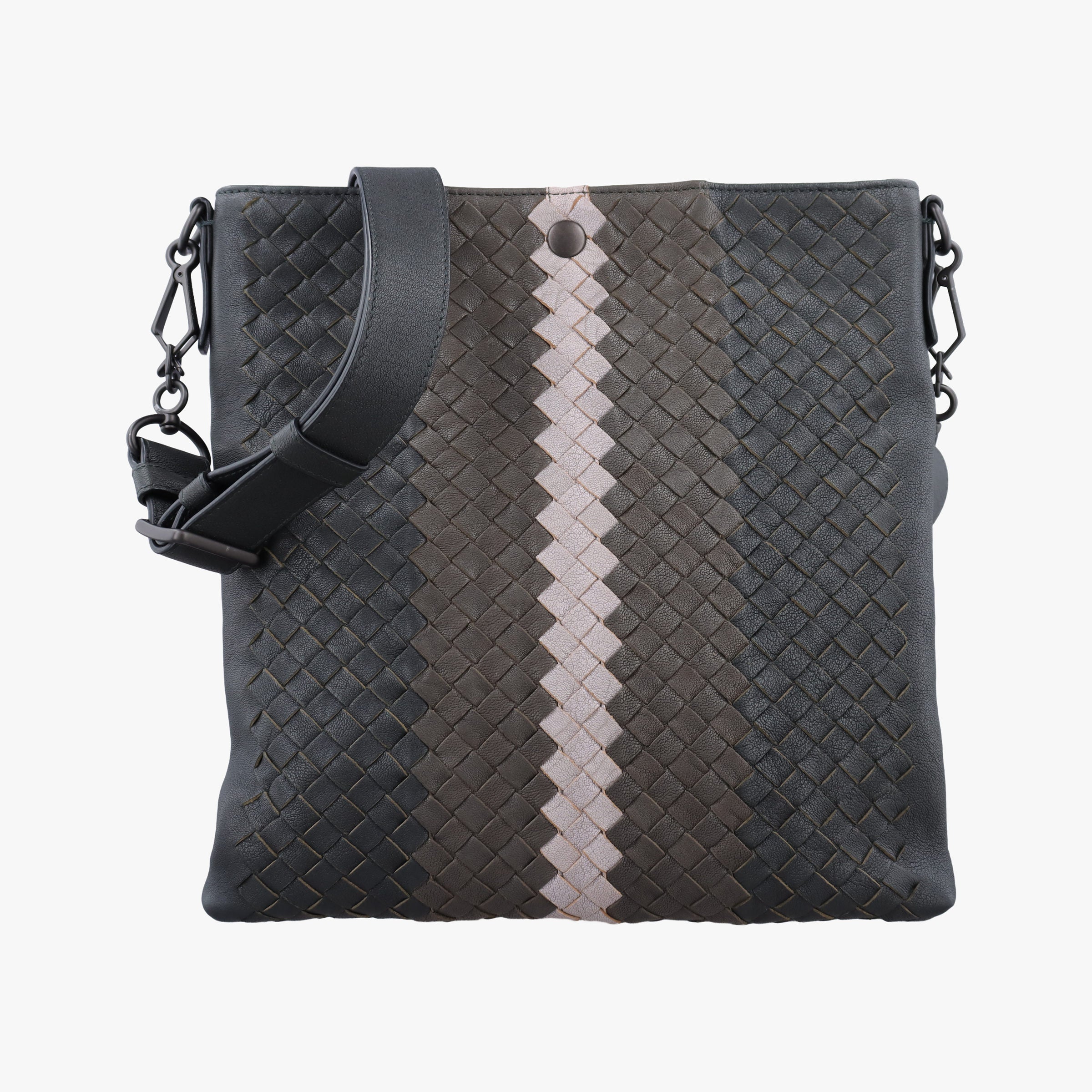 Pre-owned Bottega Veneta Intrecciato Gray × Brown × Pink lambskin  shoulderbag | stylenewstar