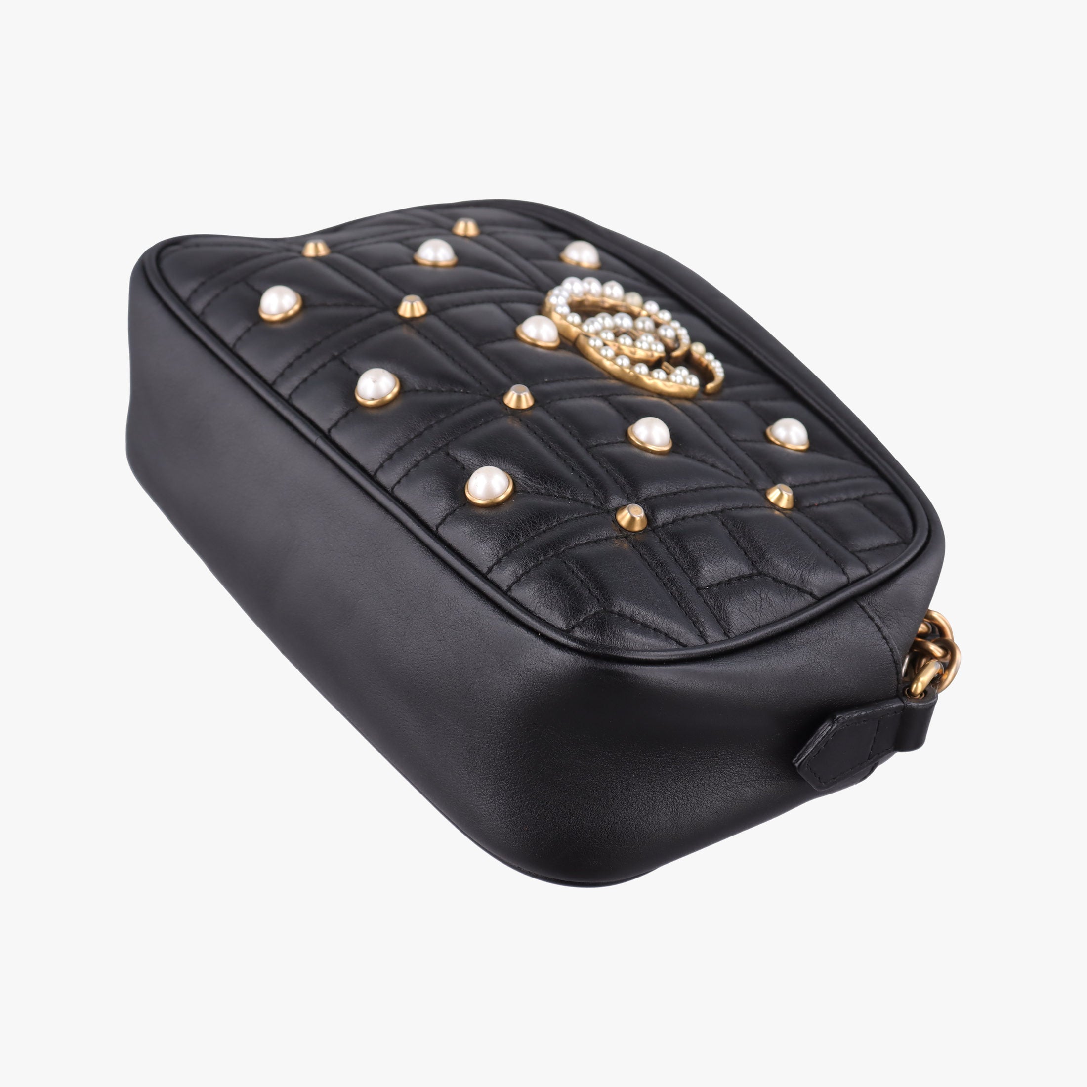Pre-owned Gucci GG Marmont Black Leather 447632 shoulderbag | stylenewstar