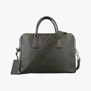 Vintage Prada Business Briefcase Green SAFFIANO Leather 2VE011 shoulderbag | stylenewstar
