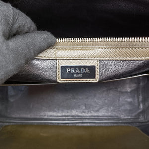 Vintage Prada Business Briefcase Green SAFFIANO Leather 2VE011 shoulderbag | stylenewstar