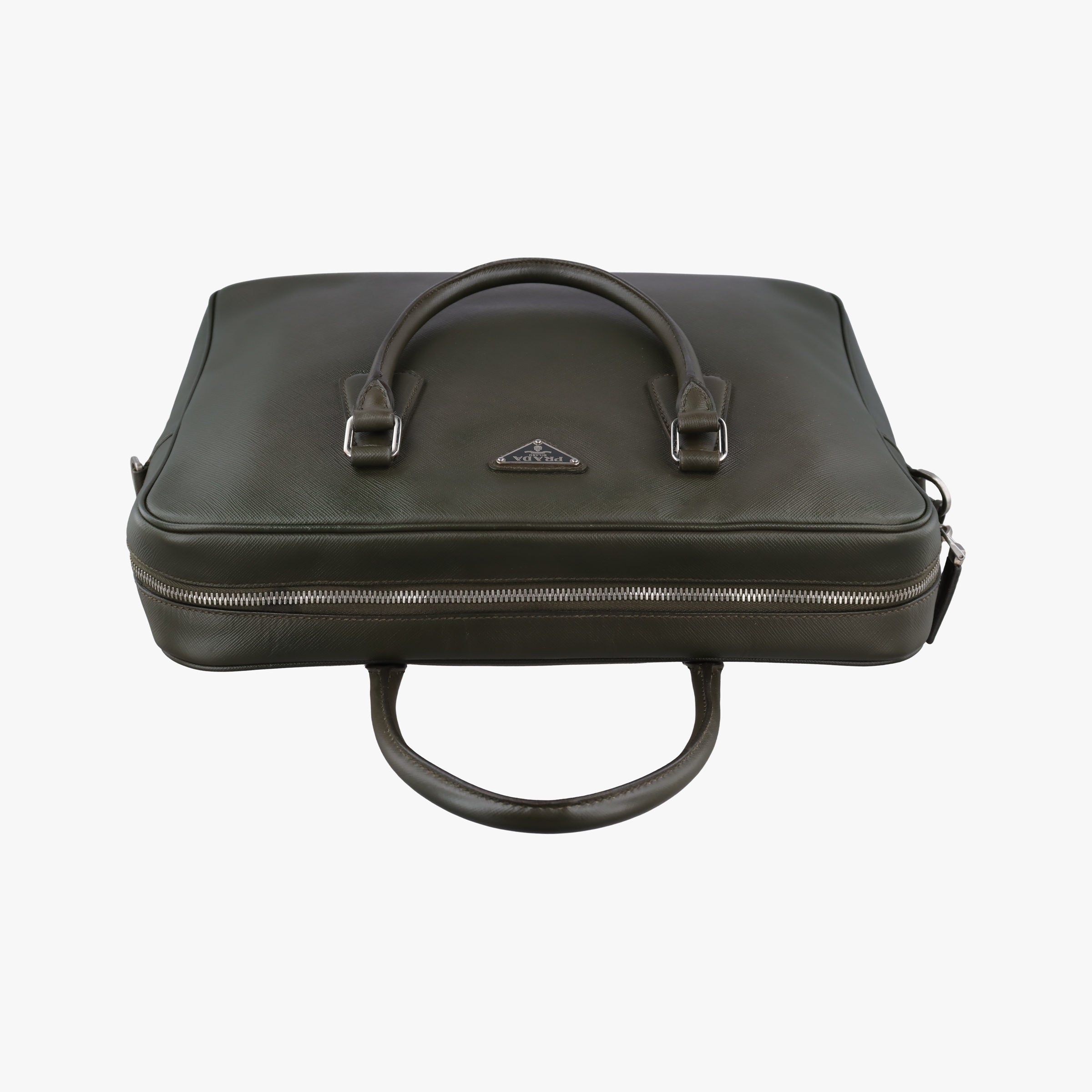 Vintage Prada Business Briefcase Green SAFFIANO Leather 2VE011 shoulderbag | stylenewstar