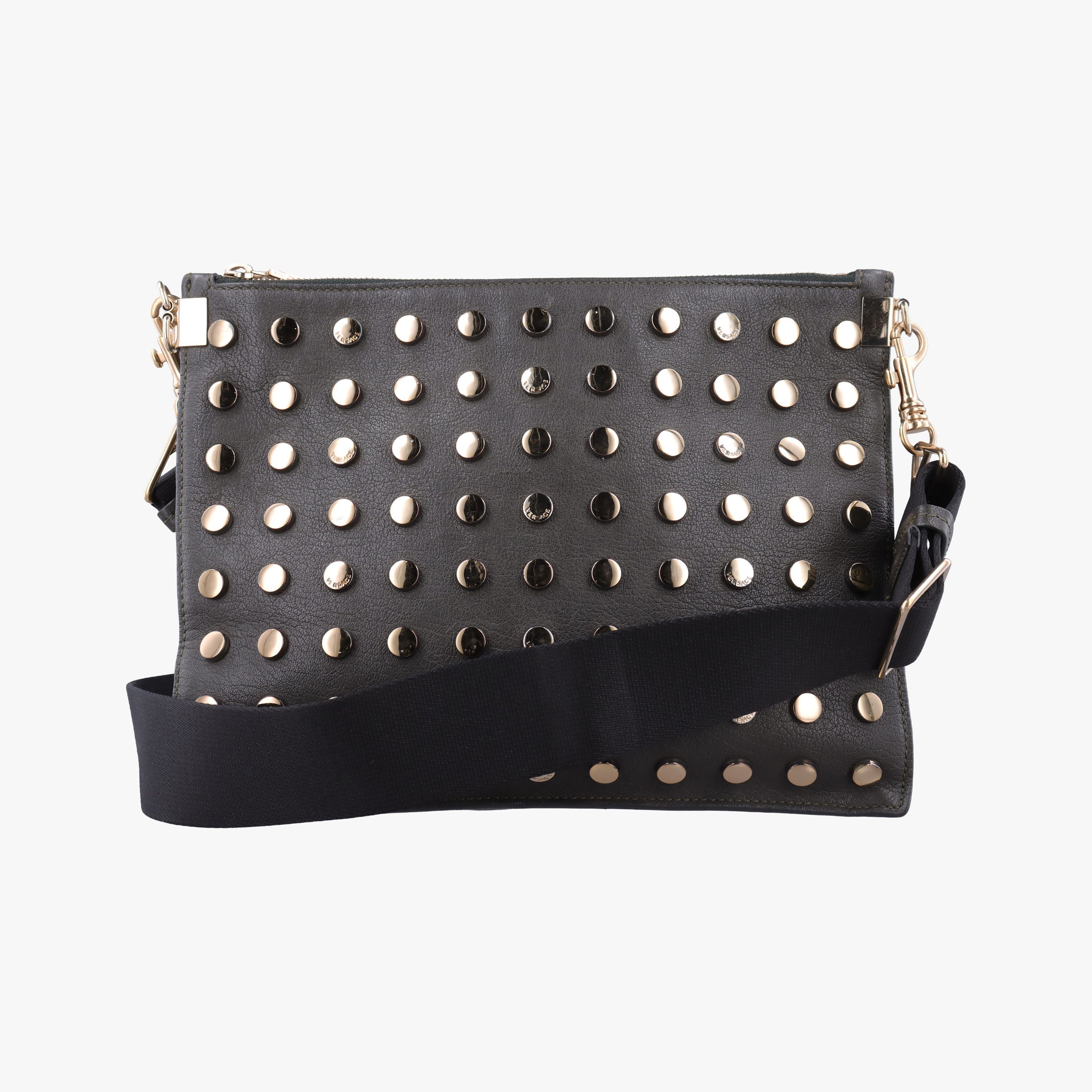Vintage VERSACE Studded Medusa Green Leather  shoulderbag | stylenewstar