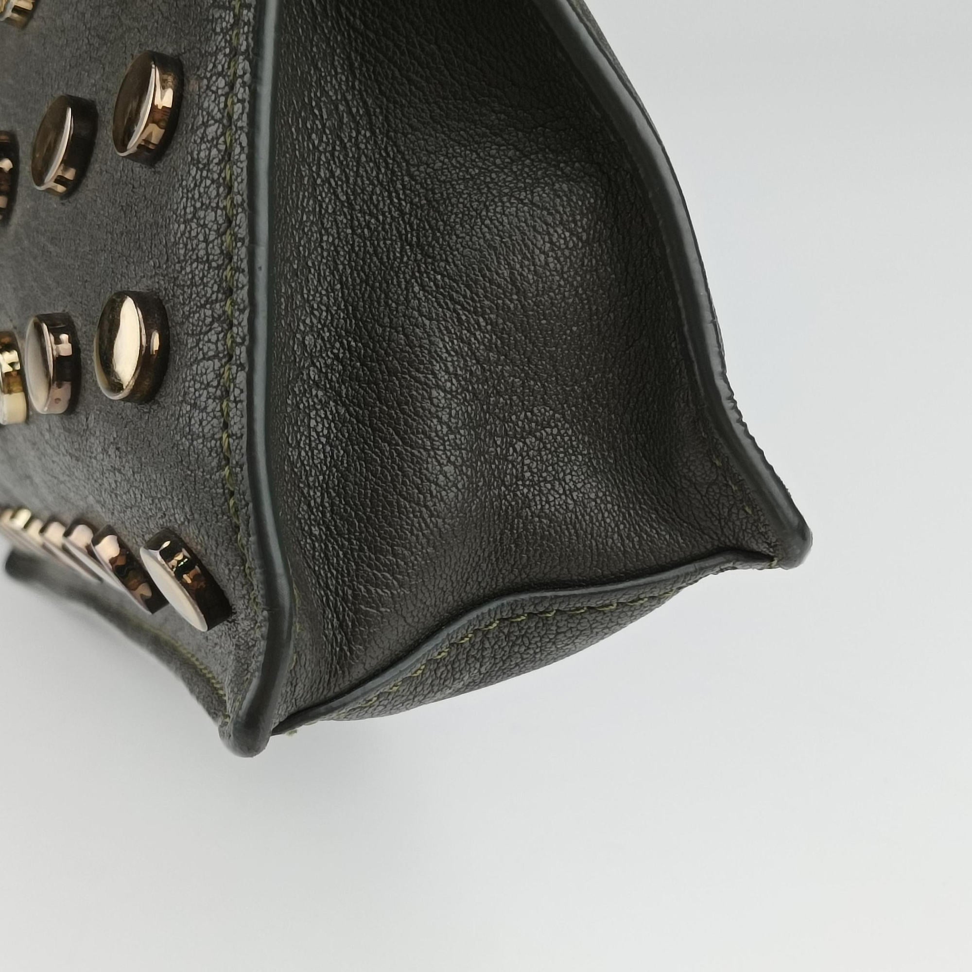 Vintage VERSACE Studded Medusa Green Leather  shoulderbag | stylenewstar