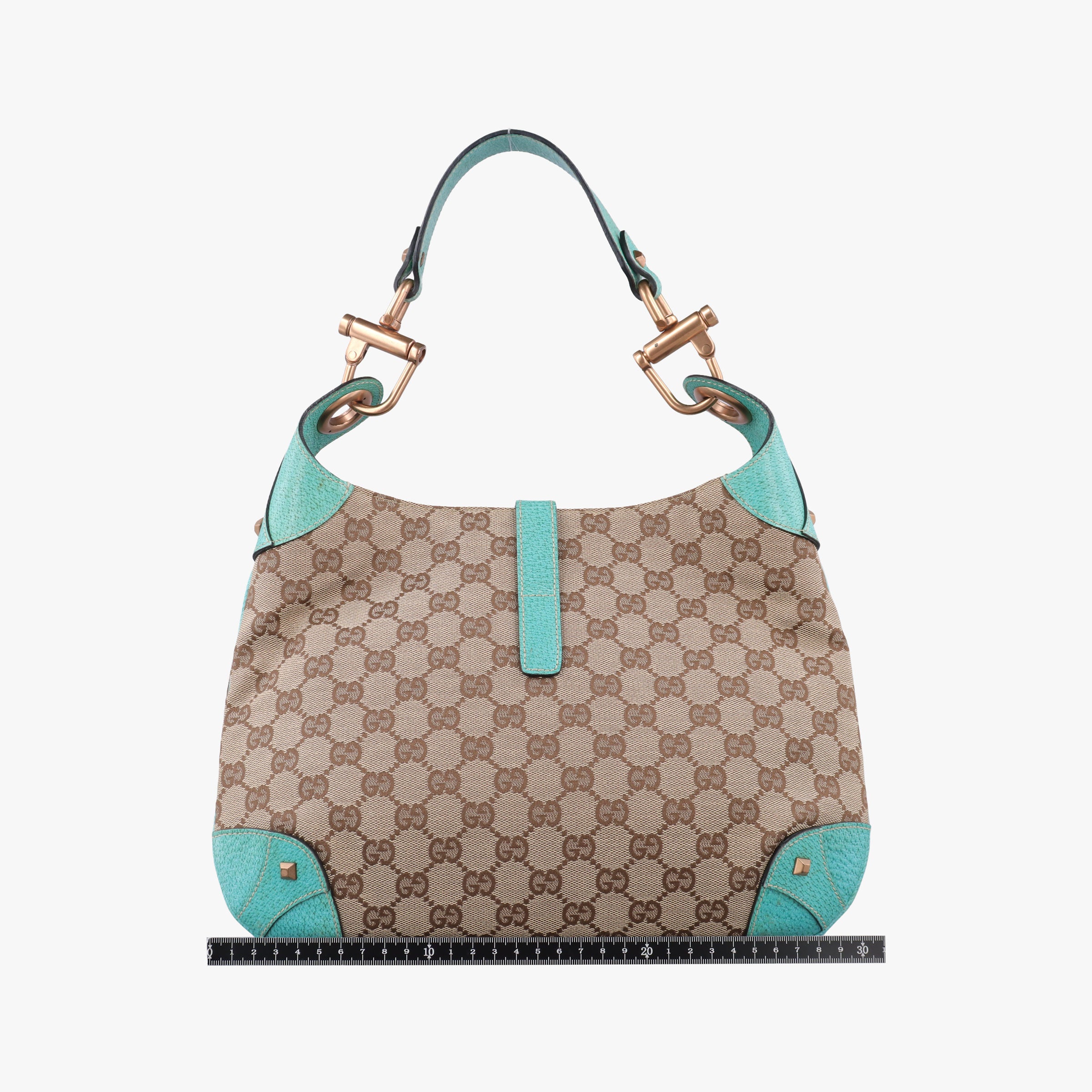 Vintage Gucci New Jackie khaki×blue canvas×leather 120888 handbag | stylenewstar