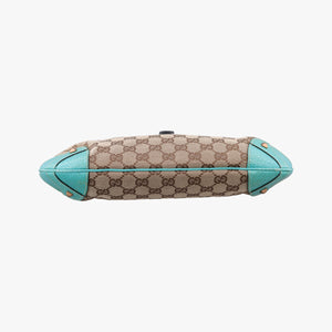 Vintage Gucci New Jackie khaki×blue canvas×leather 120888 handbag | stylenewstar