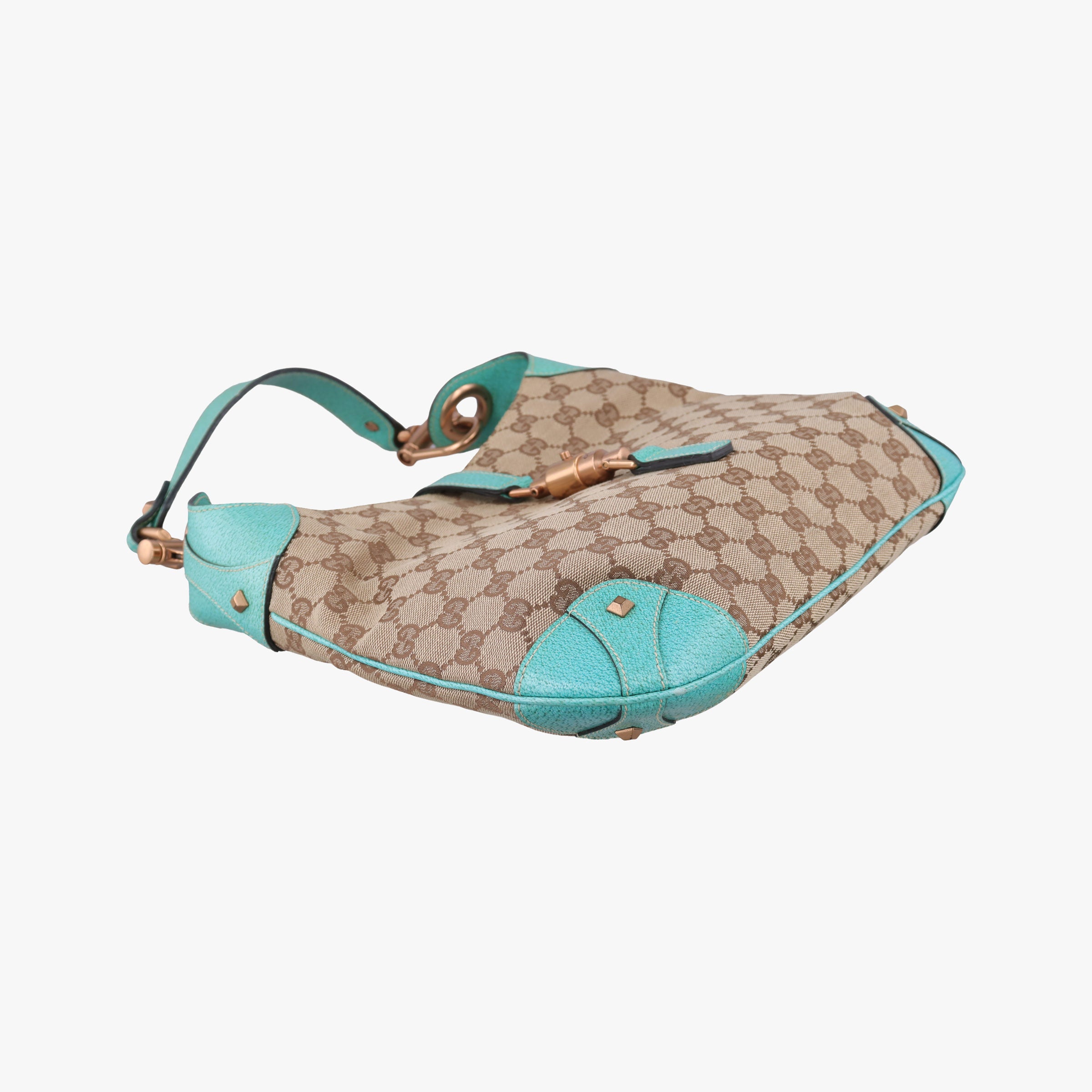 Vintage Gucci New Jackie khaki×blue canvas×leather 120888 handbag | stylenewstar