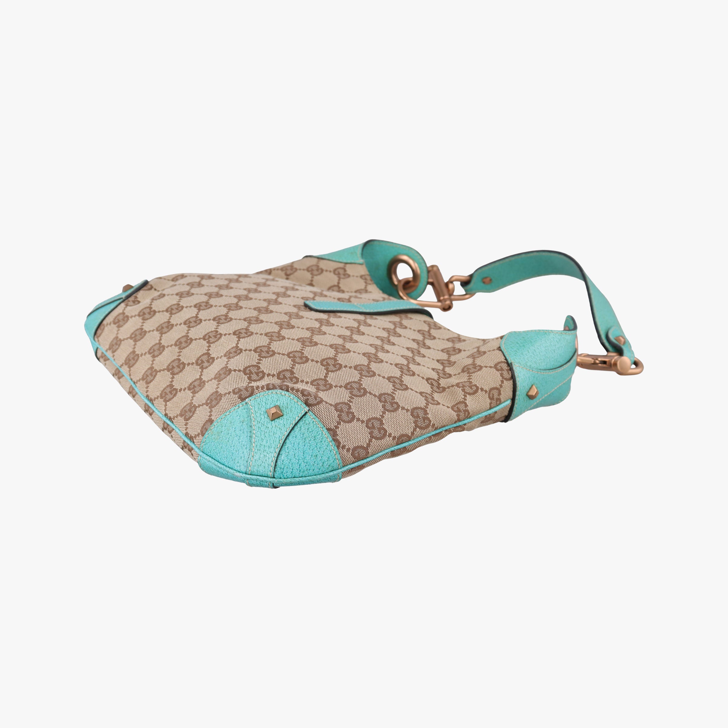 Vintage Gucci New Jackie khaki×blue canvas×leather 120888 handbag | stylenewstar