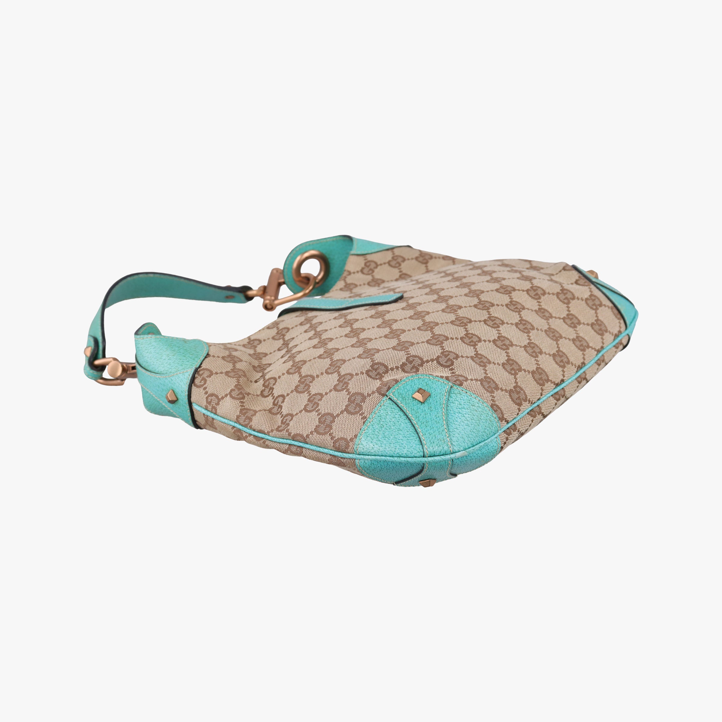 Vintage Gucci New Jackie khaki×blue canvas×leather 120888 handbag | stylenewstar