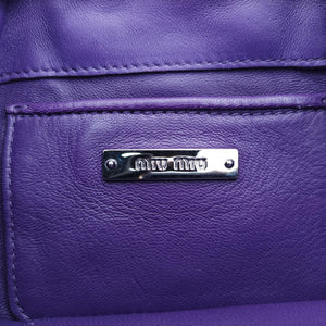 Pre-owned Miu Miu Grommet Mini Jewel Embellished Drawstring Bucket Purple lambskin  shoulderbag | stylenewstar