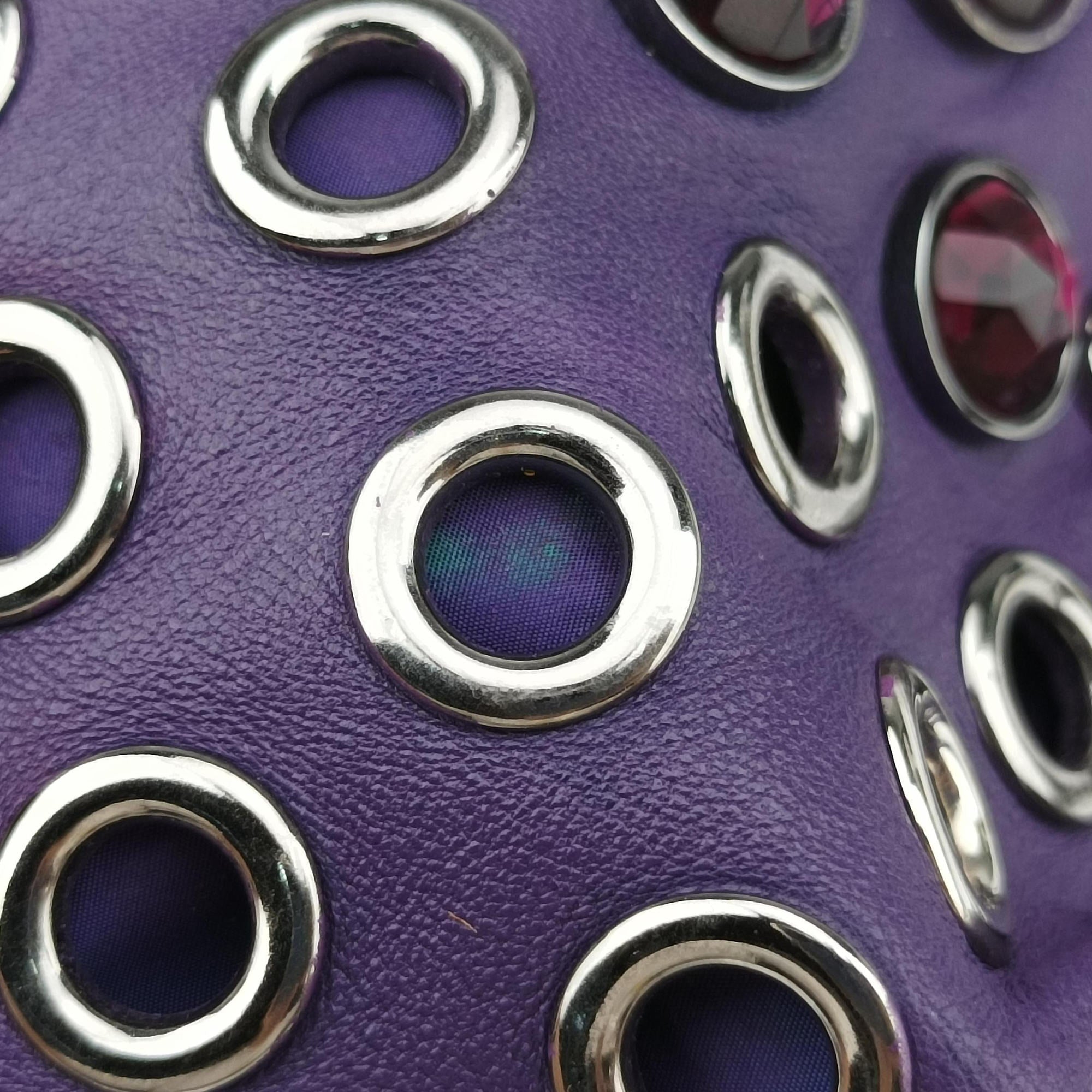 Pre-owned Miu Miu Grommet Mini Jewel Embellished Drawstring Bucket Purple lambskin  shoulderbag | stylenewstar