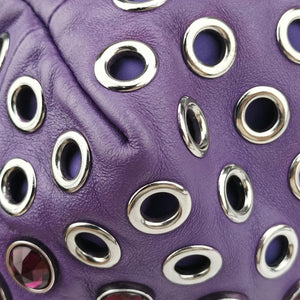 Pre-owned Miu Miu Grommet Mini Jewel Embellished Drawstring Bucket Purple lambskin  shoulderbag | stylenewstar