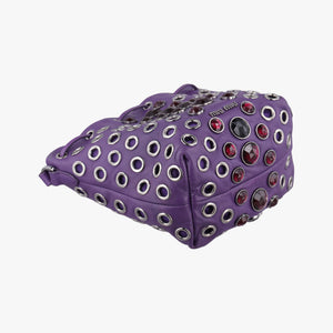 Pre-owned Miu Miu Grommet Mini Jewel Embellished Drawstring Bucket Purple lambskin  shoulderbag | stylenewstar