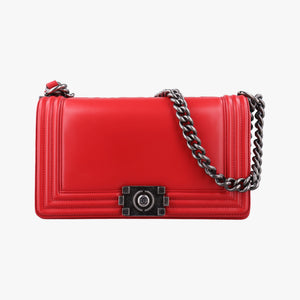 Pre-owned Chanel BOY CHANEL Red Leather A67086 shoulderbag | stylenewstar