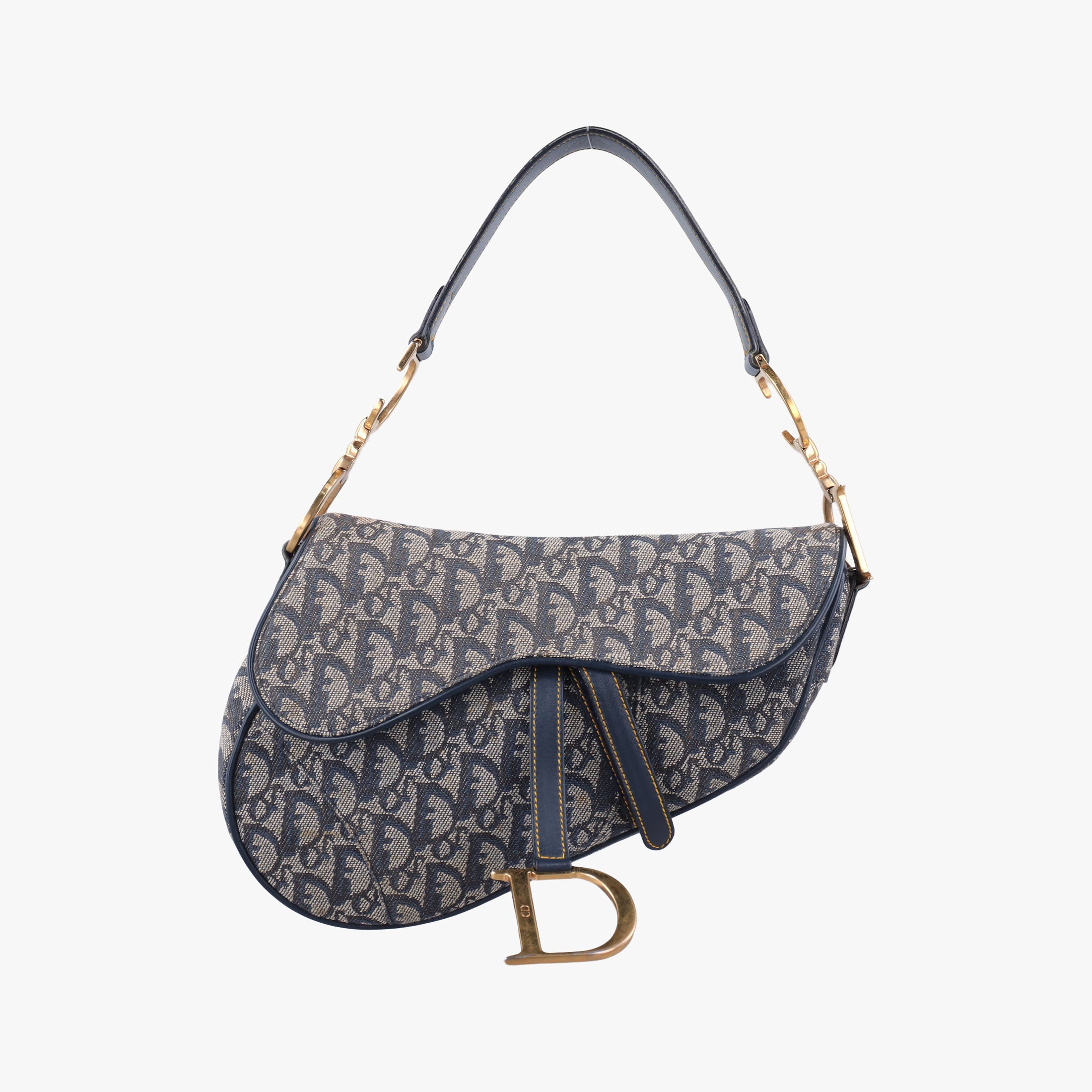 Pre-owned Christian Dior Saddle Navy Jacquard  handbag | stylenewstar