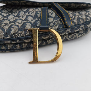 Pre-owned Christian Dior Saddle Navy Jacquard  handbag | stylenewstar