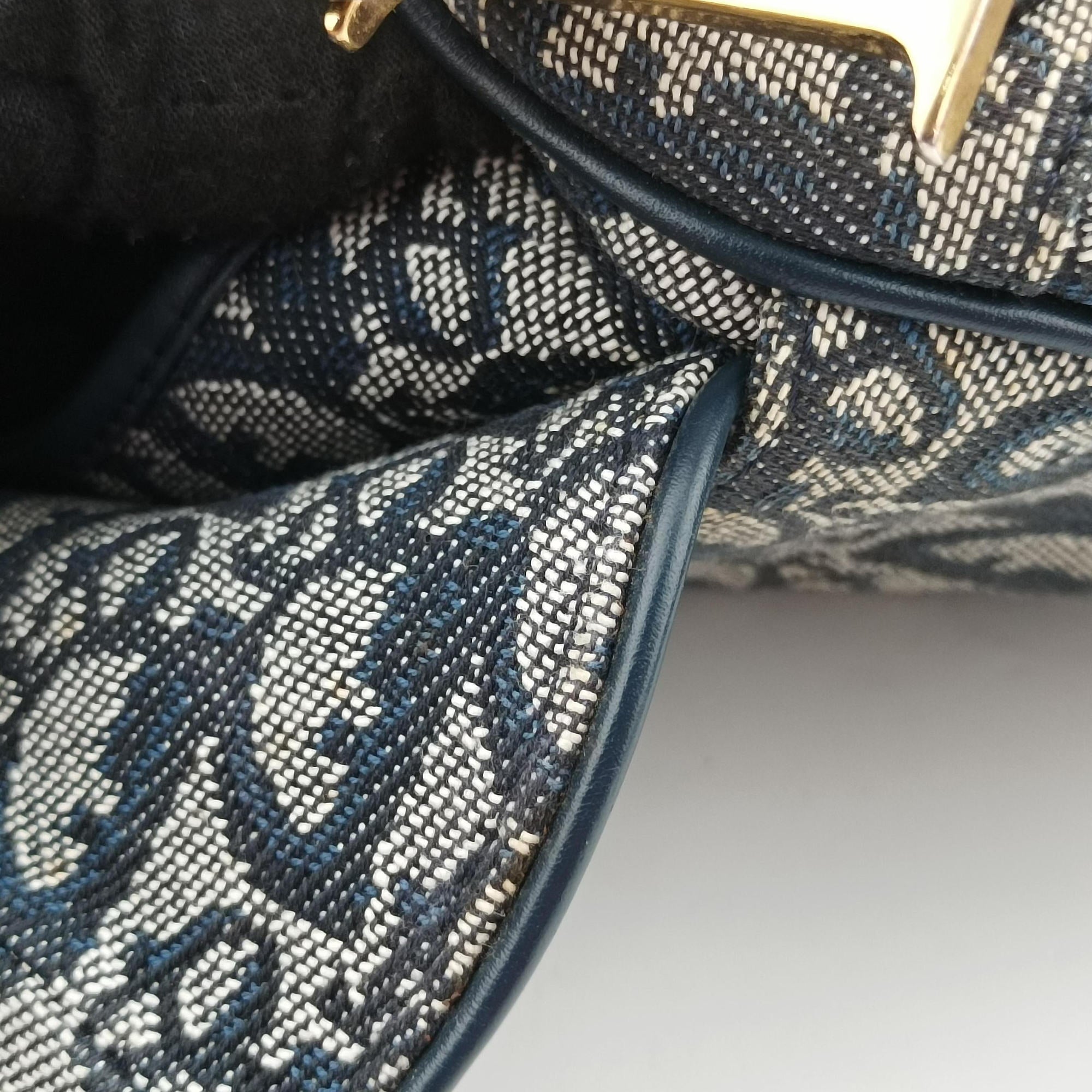 Pre-owned Christian Dior Saddle Navy Jacquard  handbag | stylenewstar