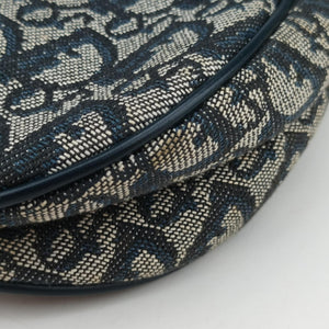 Pre-owned Christian Dior Saddle Navy Jacquard  handbag | stylenewstar