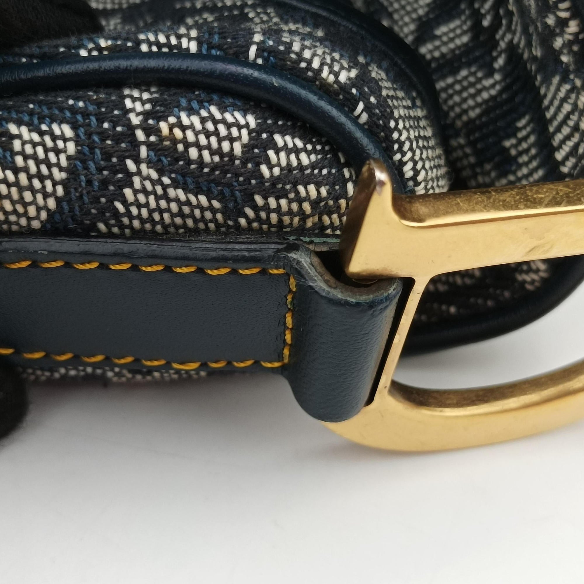 Pre-owned Christian Dior Saddle Navy Jacquard  handbag | stylenewstar