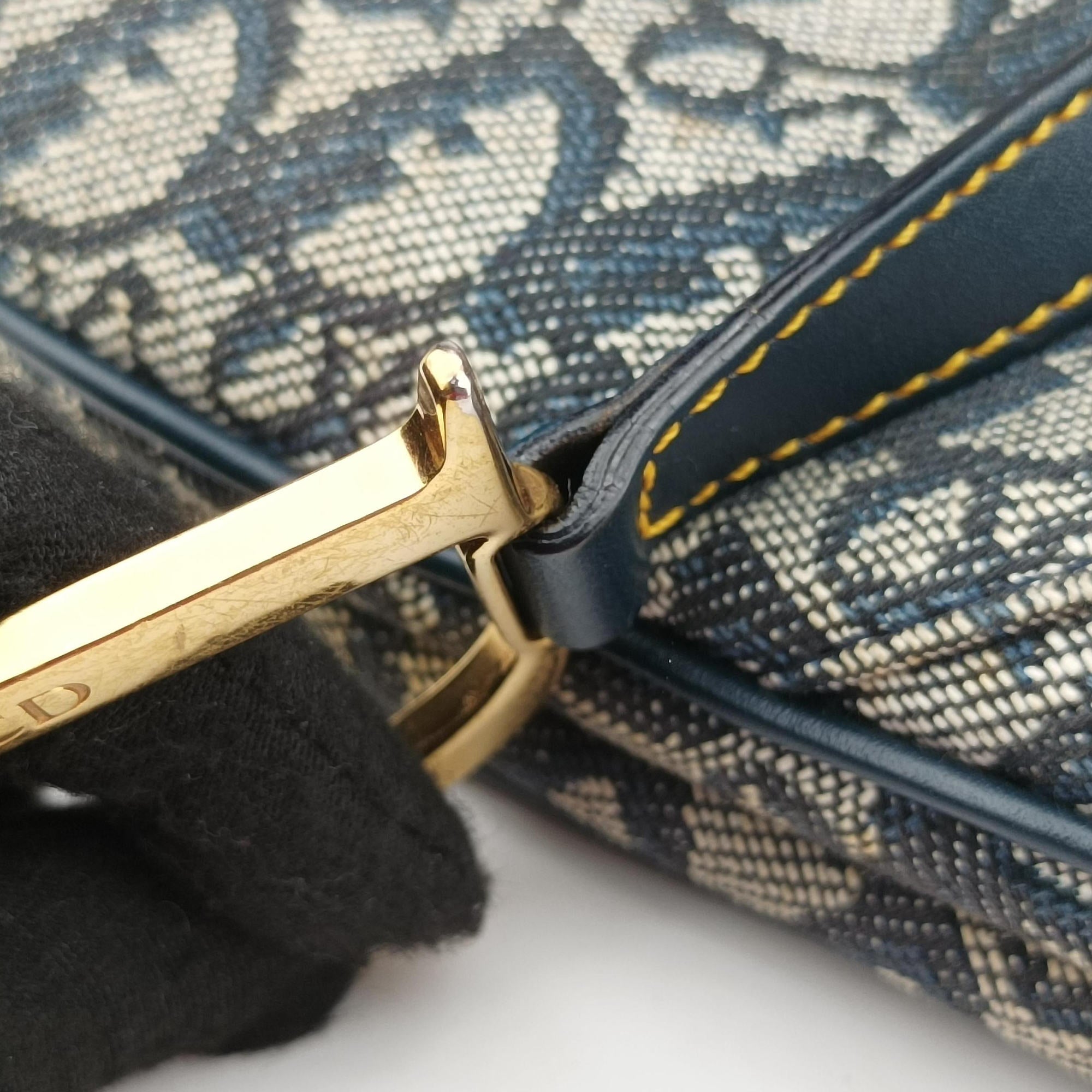 Pre-owned Christian Dior Saddle Navy Jacquard  handbag | stylenewstar