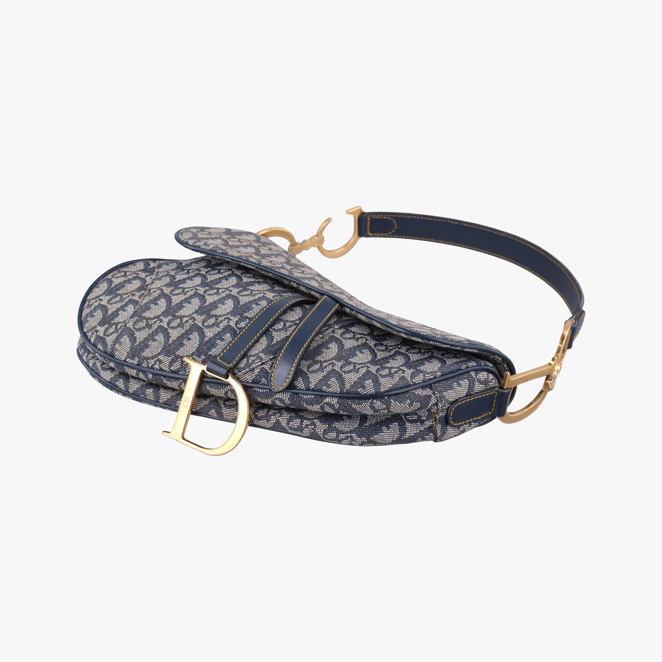 Pre-owned Christian Dior Saddle Navy Jacquard  handbag | stylenewstar