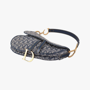 Pre-owned Christian Dior Saddle Navy Jacquard  handbag | stylenewstar