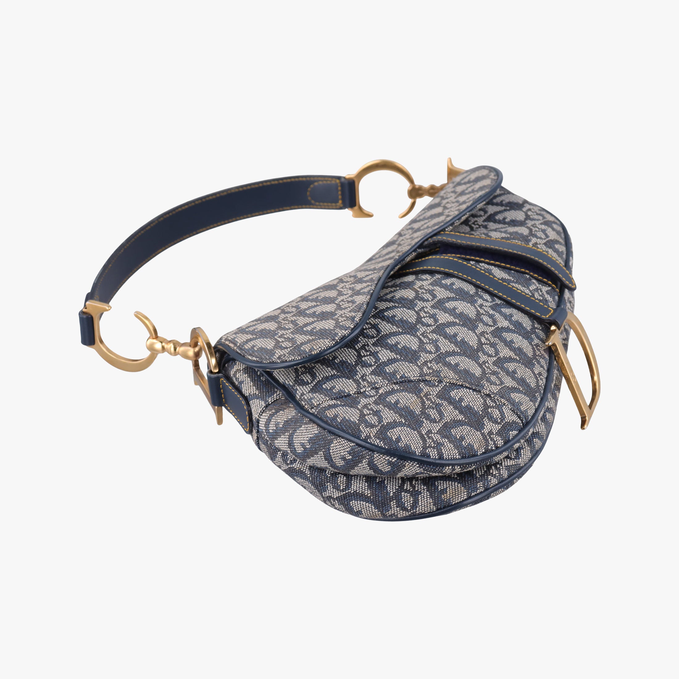 Pre-owned Christian Dior Saddle Navy Jacquard  handbag | stylenewstar