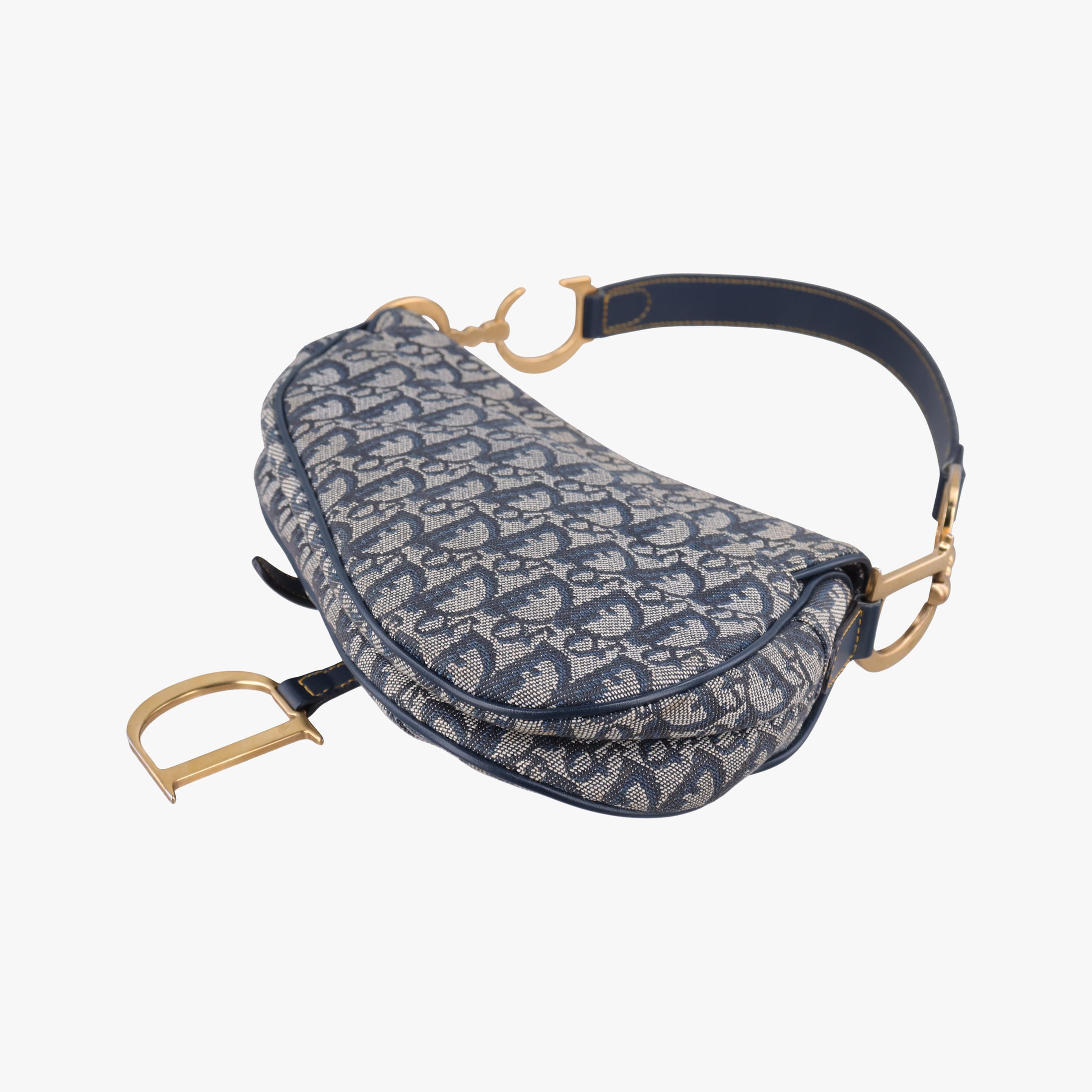 Pre-owned Christian Dior Saddle Navy Jacquard  handbag | stylenewstar