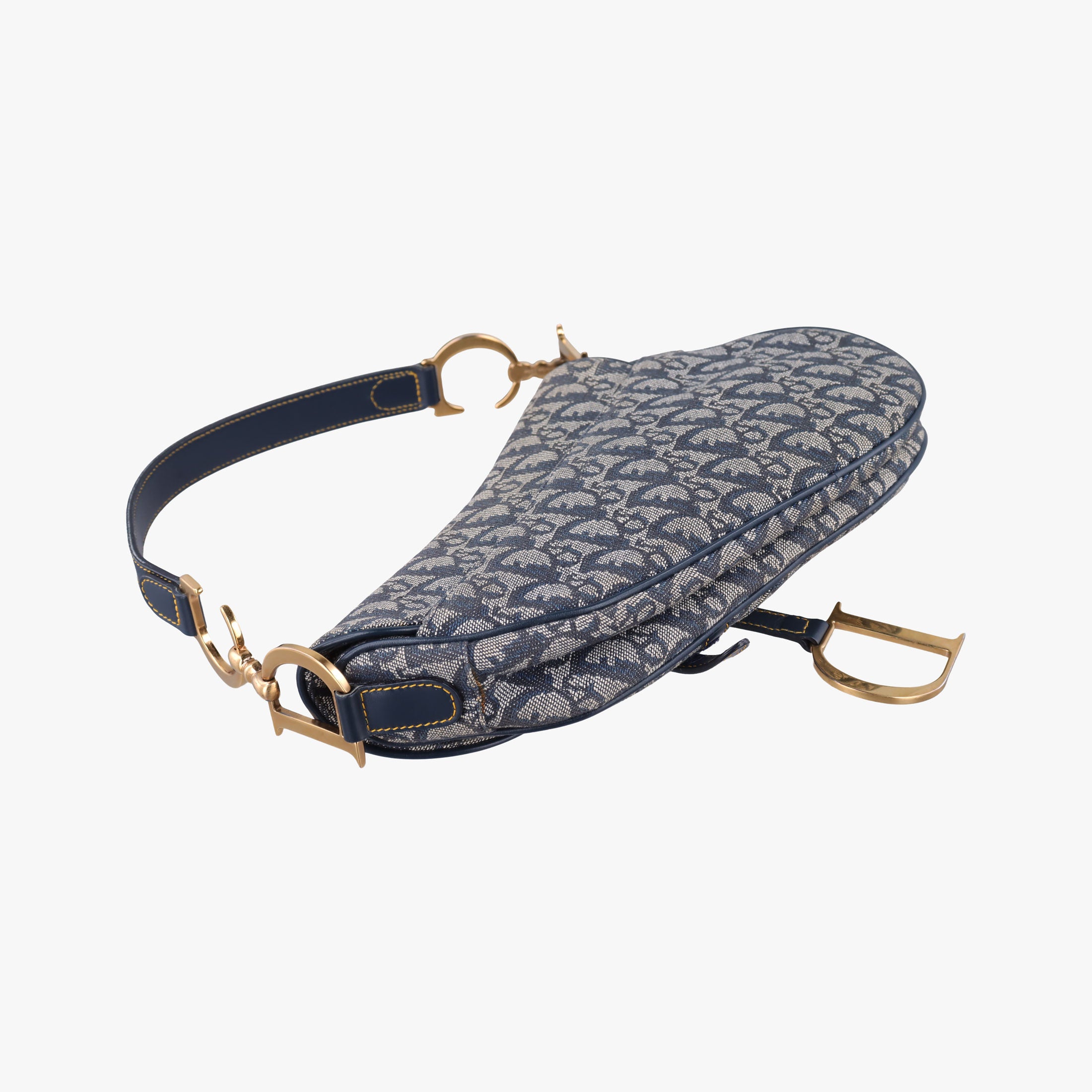 Pre-owned Christian Dior Saddle Navy Jacquard  handbag | stylenewstar