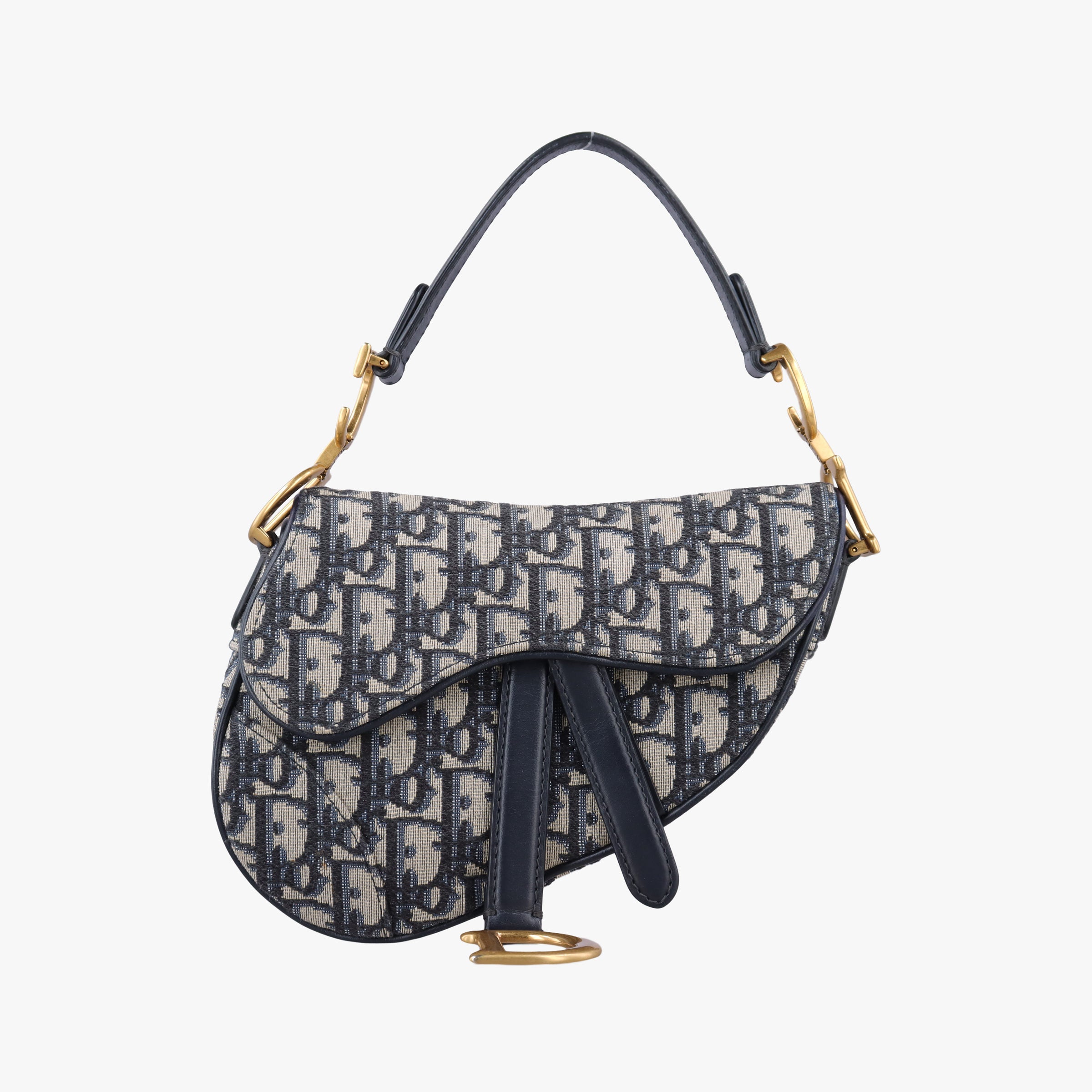 Pre-owned Christian Dior Saddle Navy Jacquard  handbag | stylenewstar