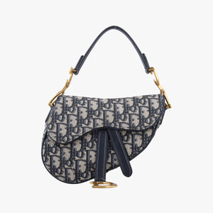 Pre-owned Christian Dior Saddle Navy Jacquard  handbag | stylenewstar