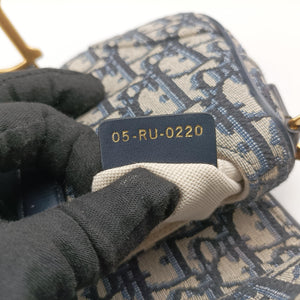 Pre-owned Christian Dior Saddle Navy Jacquard  handbag | stylenewstar