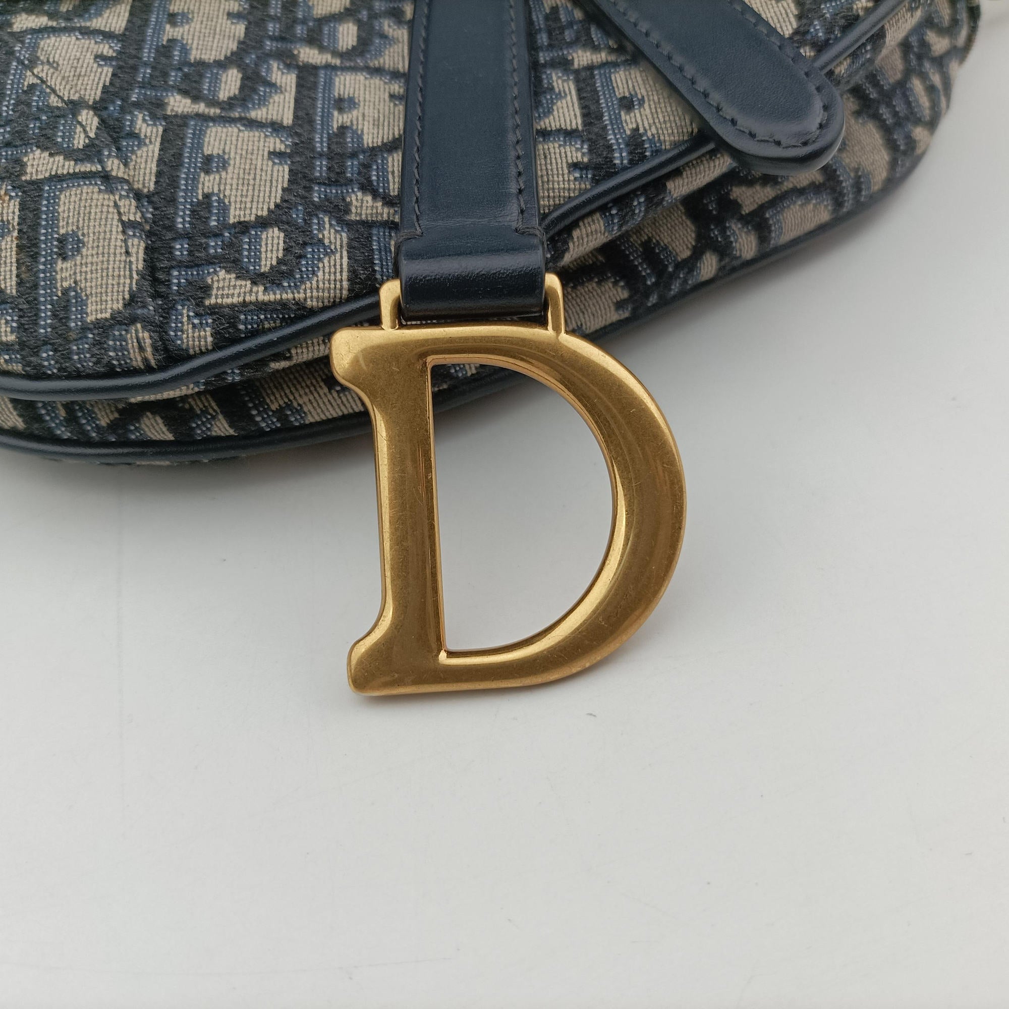 Pre-owned Christian Dior Saddle Navy Jacquard  handbag | stylenewstar
