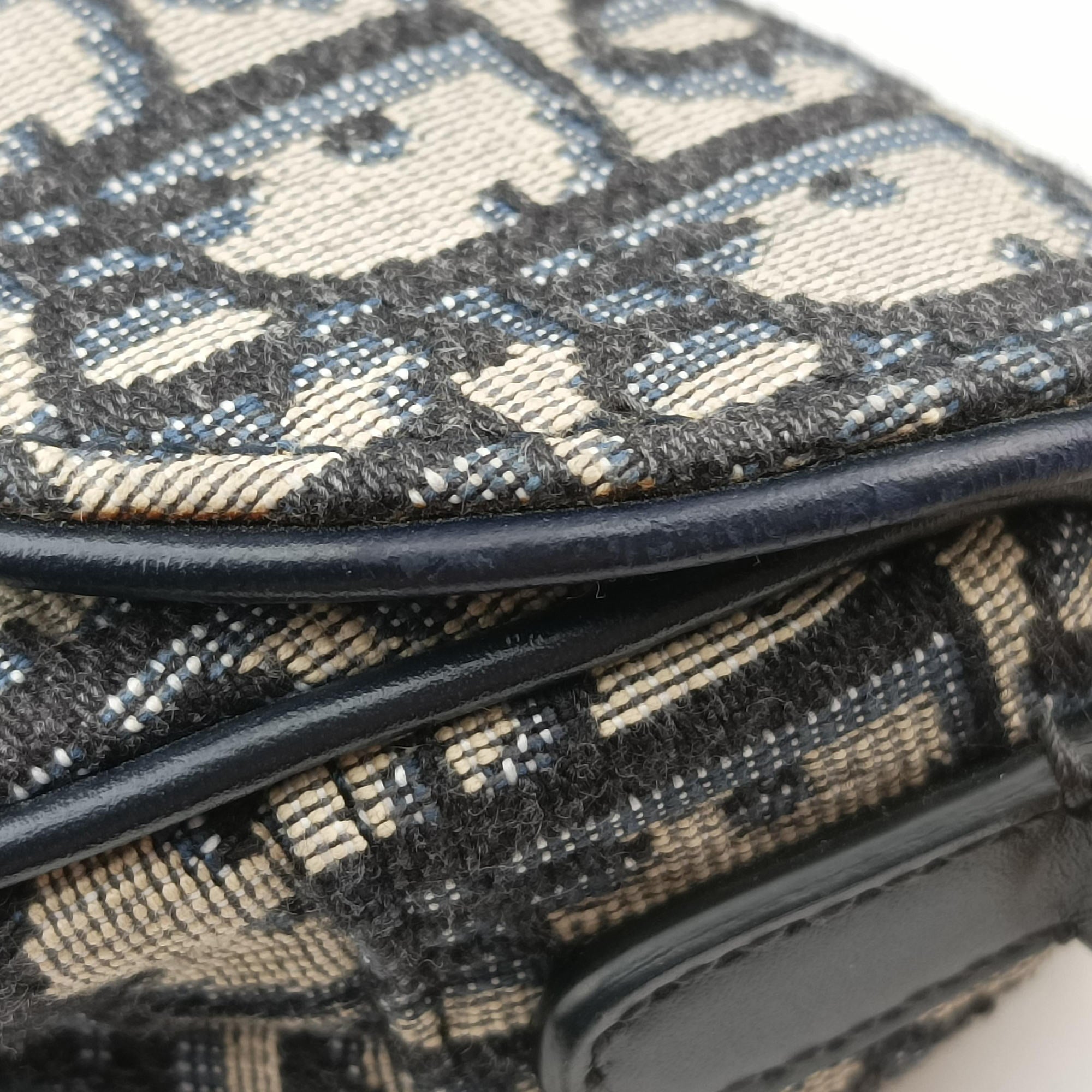 Pre-owned Christian Dior Saddle Navy Jacquard  handbag | stylenewstar
