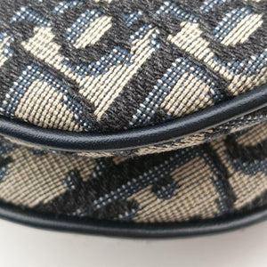 Pre-owned Christian Dior Saddle Navy Jacquard  handbag | stylenewstar