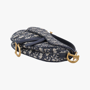 Pre-owned Christian Dior Saddle Navy Jacquard  handbag | stylenewstar