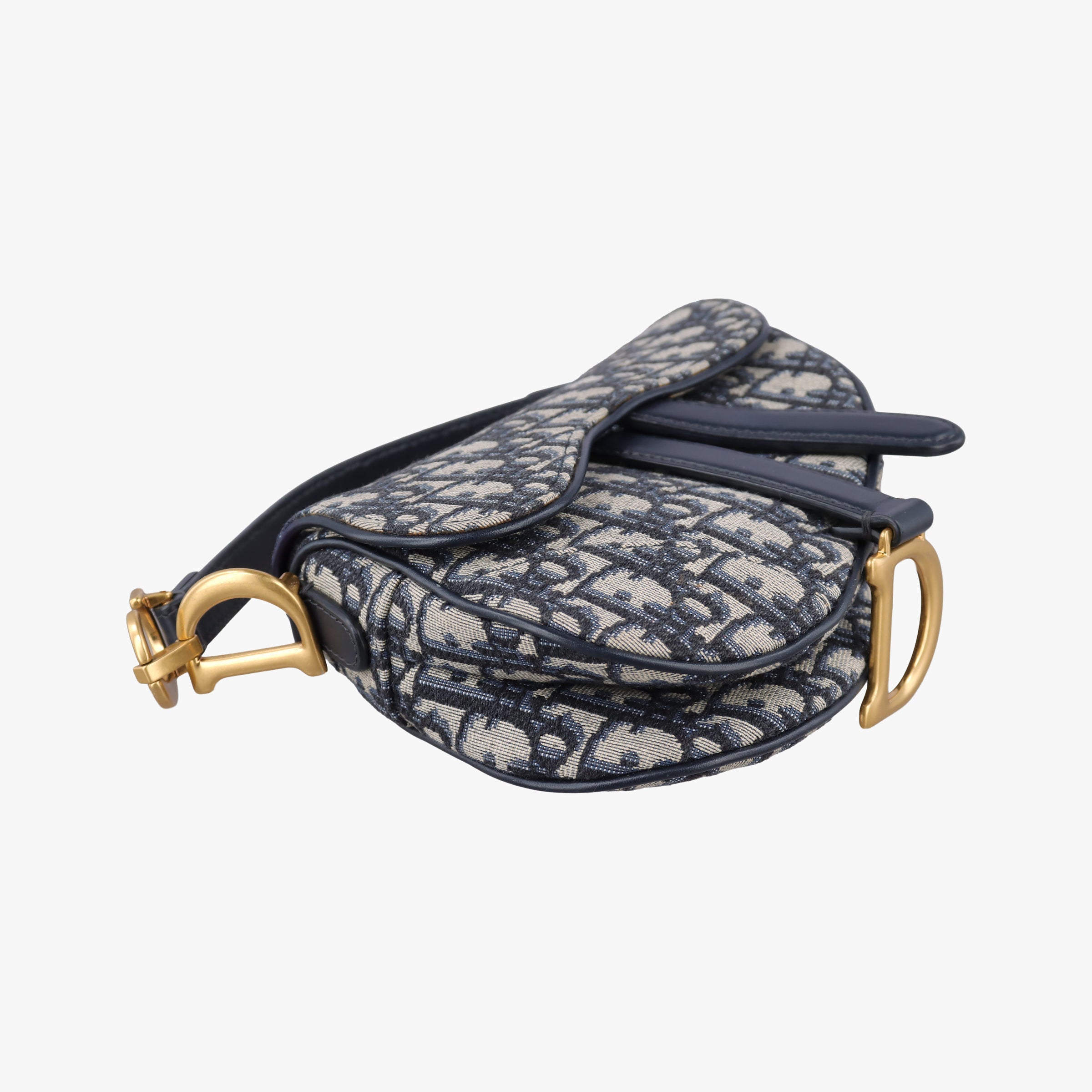 Pre-owned Christian Dior Saddle Navy Jacquard  handbag | stylenewstar