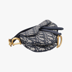 Pre-owned Christian Dior Saddle Navy Jacquard  handbag | stylenewstar