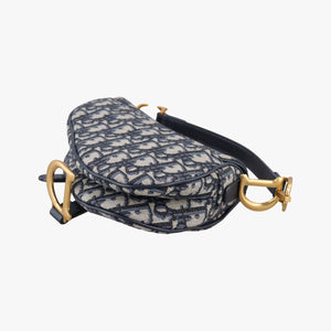 Pre-owned Christian Dior Saddle Navy Jacquard  handbag | stylenewstar