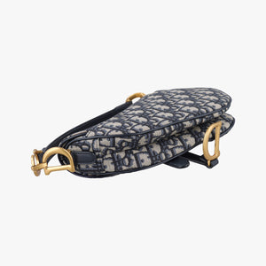 Pre-owned Christian Dior Saddle Navy Jacquard  handbag | stylenewstar
