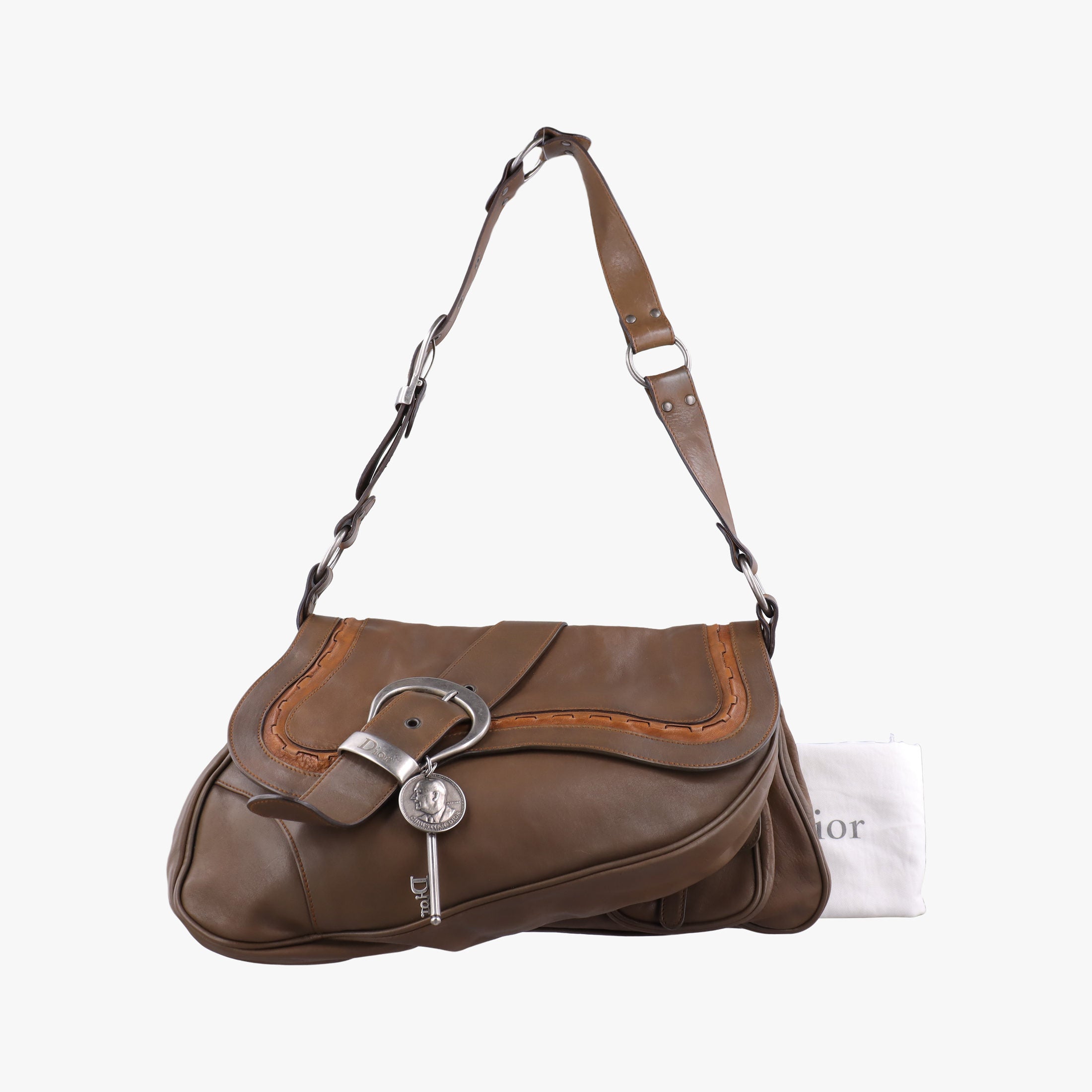 Pre-owned Christian Dior Gaucho Brown Leather  shoulderbag | stylenewstar