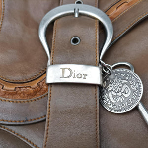Pre-owned Christian Dior Gaucho Brown Leather  shoulderbag | stylenewstar