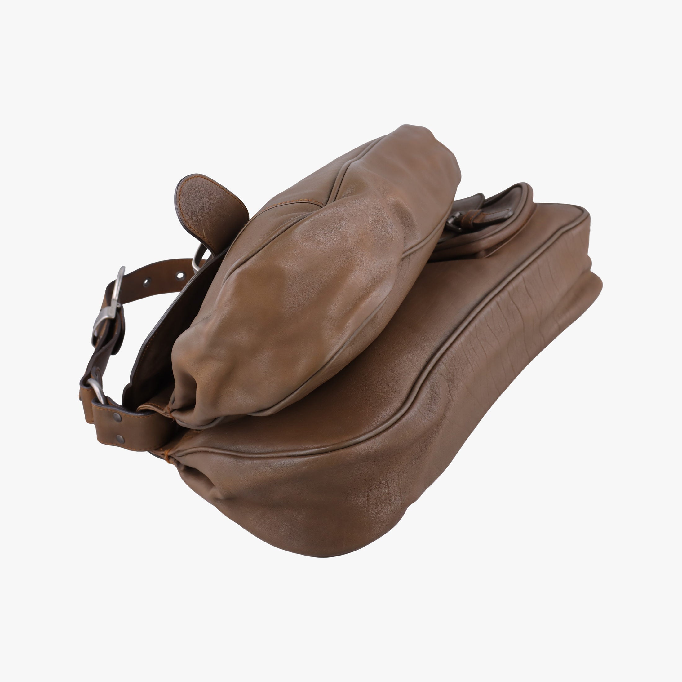 Pre-owned Christian Dior Gaucho Brown Leather  shoulderbag | stylenewstar