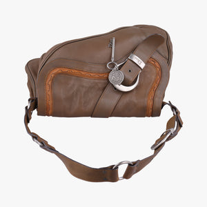Pre-owned Christian Dior Gaucho Brown Leather  shoulderbag | stylenewstar