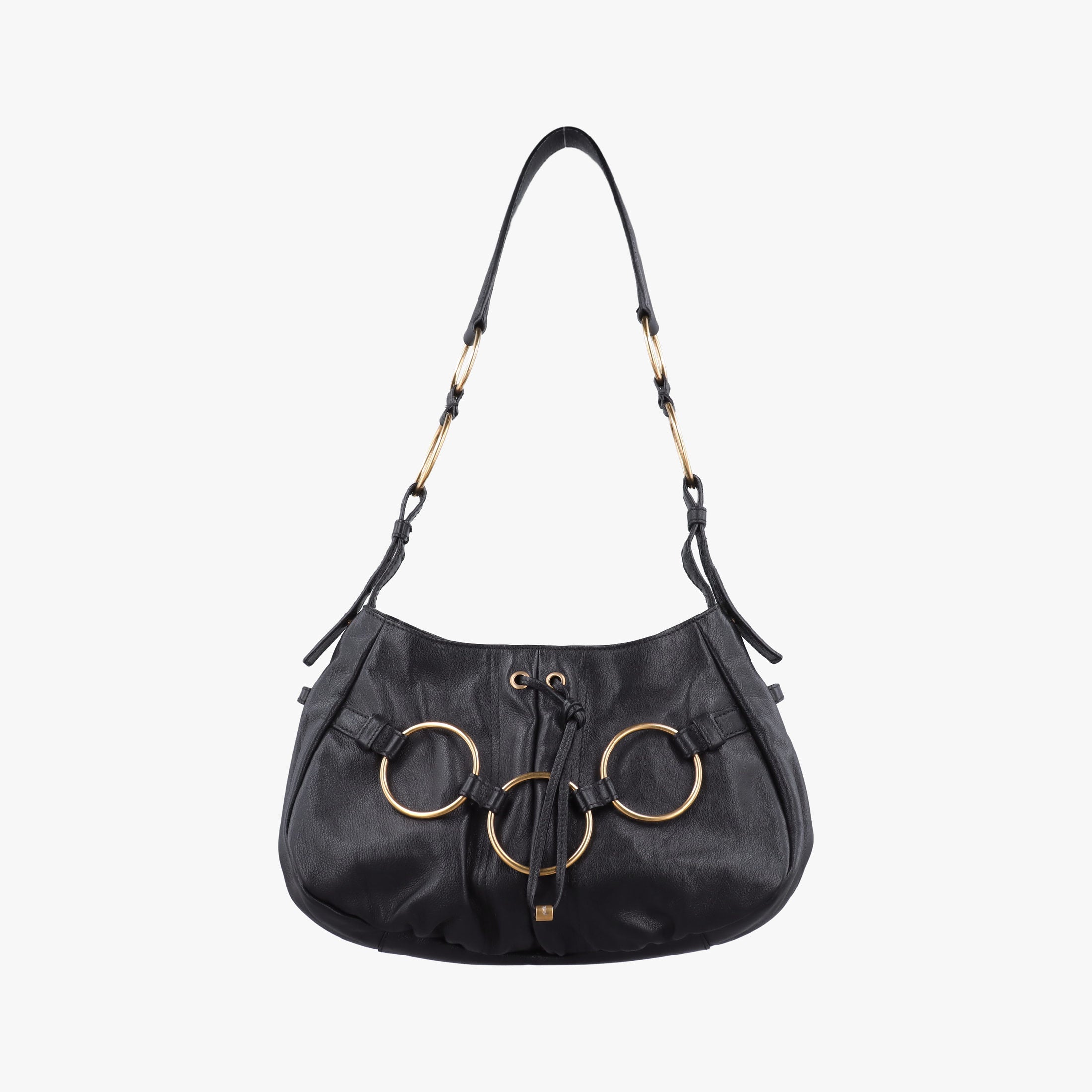 Pre-owned Yves Saint Laurent Saharienne Black Leather 139259 shoulderbag | stylenewstar
